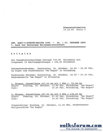 Press Release VWMS 3 Städte Rallye 1990