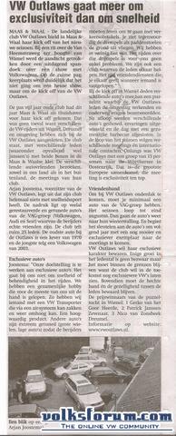 vwoutlaws in de krant